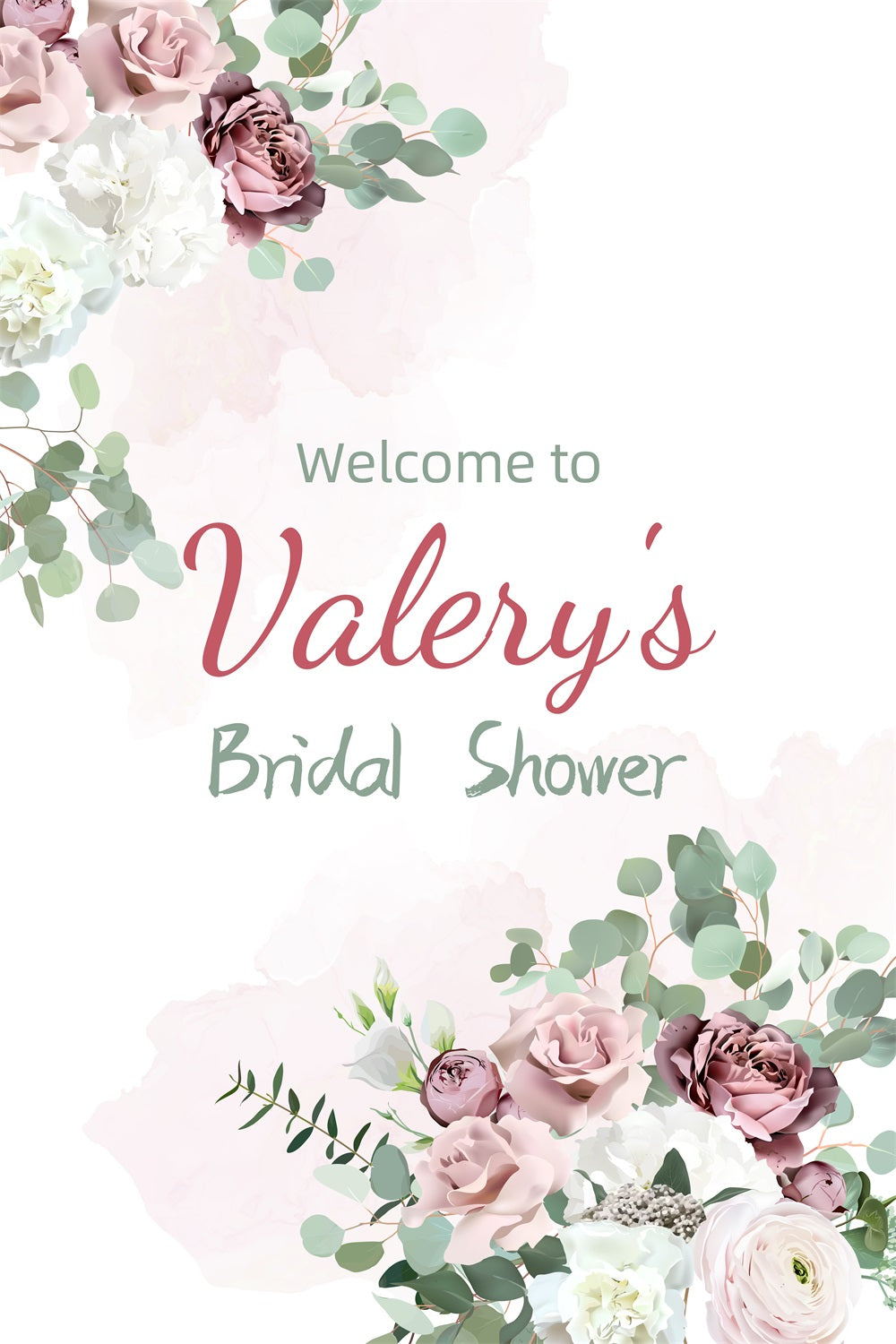 Toile de fond Bridal Shower Personnalisable Fleurs Élégantes GTY3-272