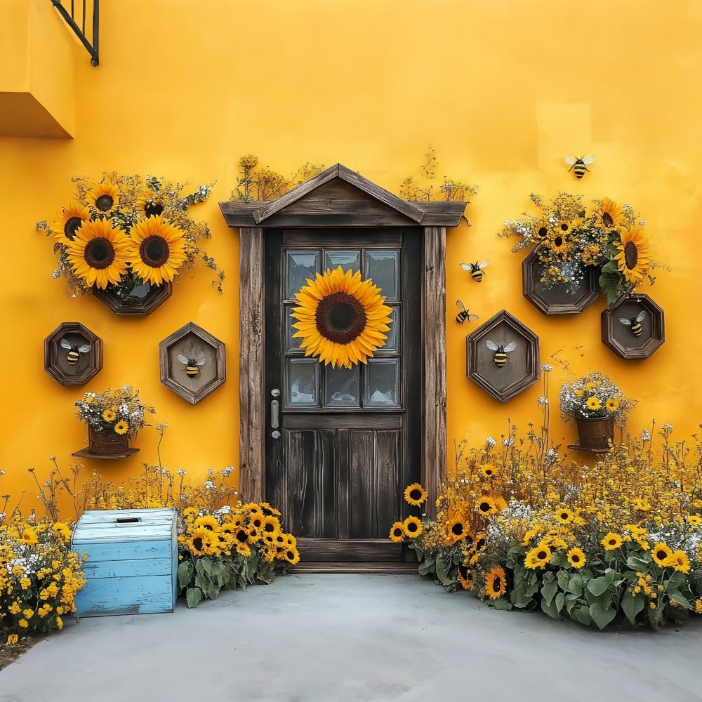 Toile de fond Été Tournesol Porte en Bois GTY3-284