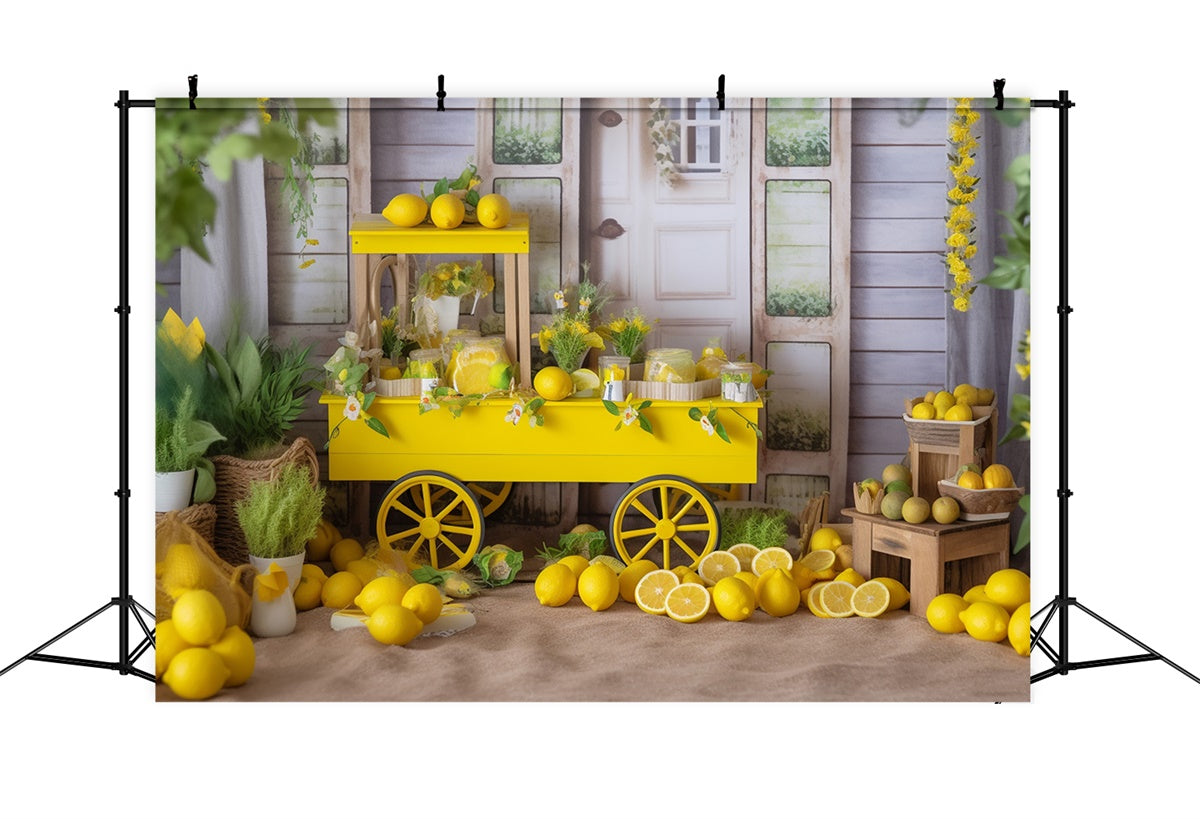 Toile de fond Été Citron Chariot Jaune Campagne GTY3-285