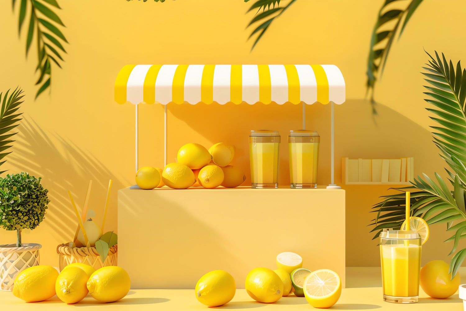 Toile de fond Été Citron Frais Stand Jaune GTY3-295