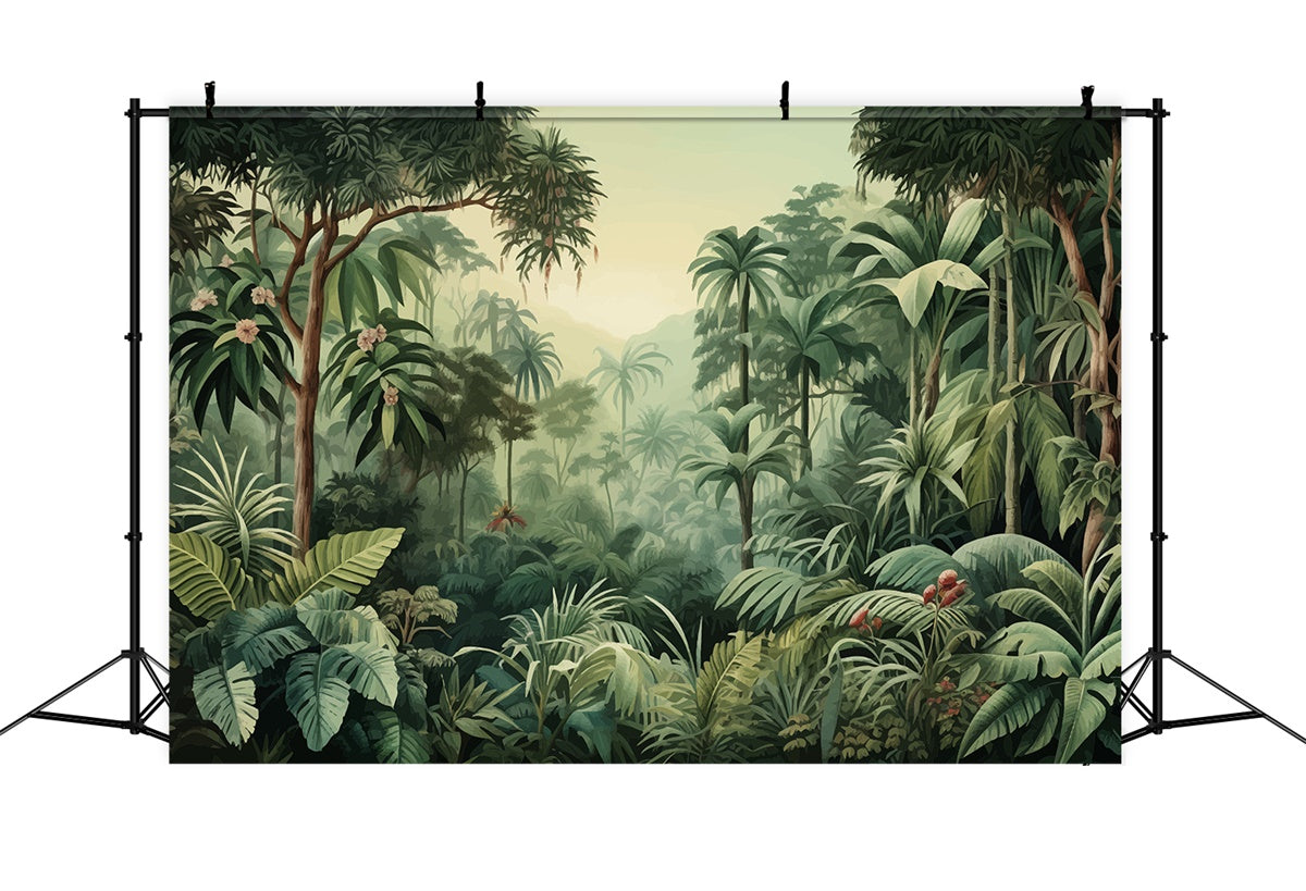 Toile de fond Été Forêt Tropicale Feuilles Vertes GTY3-301