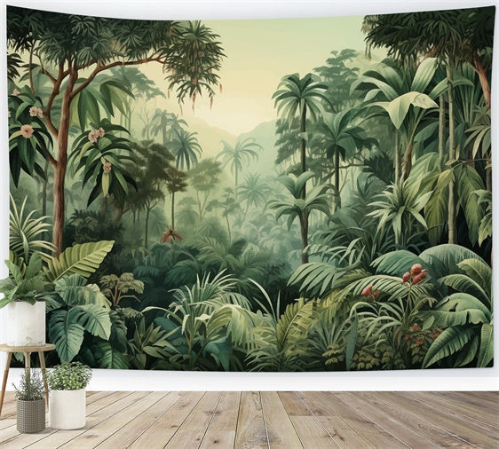 Toile de fond Été Forêt Tropicale Feuilles Vertes GTY3-301