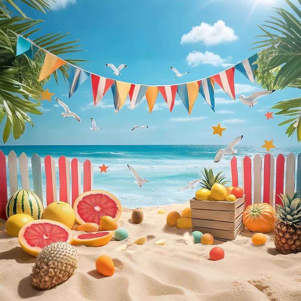 Toile de fond de Plage Été Fruits Tropicaux Clôture GTY3-305