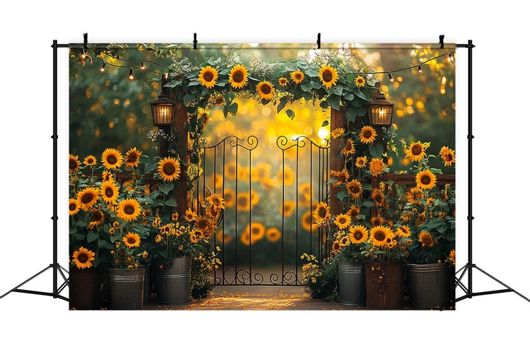 Toile de fond Été Tournesols Guirlande Lumineuse GTY3-308