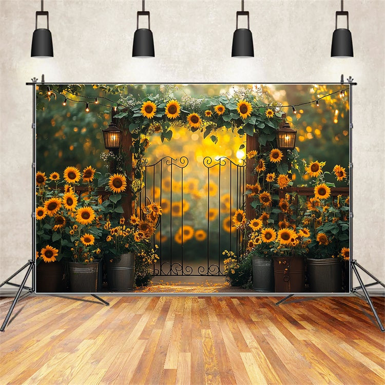 Toile de fond Été Tournesols Guirlande Lumineuse GTY3-308