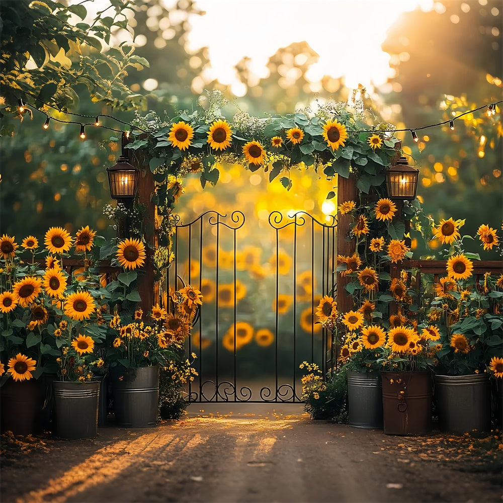 Toile de fond Été Tournesols Guirlande Lumineuse GTY3-308