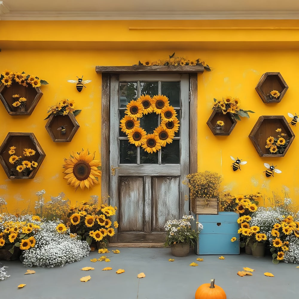 Toile de fond Été Porte Rustique Tournesol GTY3-311