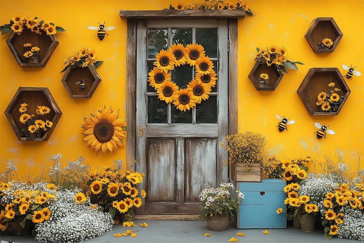 Toile de fond Été Porte Rustique Tournesol GTY3-311