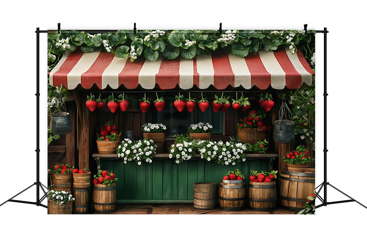 Toile de fond Été Stand de Fraises Canopy Rouge GTY3-375