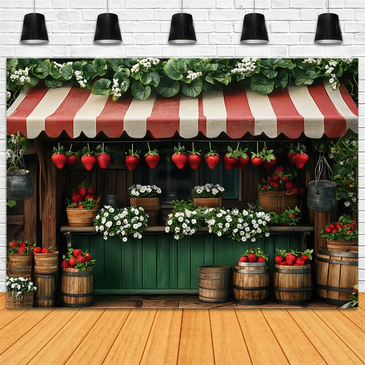 Toile de fond Été Stand de Fraises Canopy Rouge GTY3-375