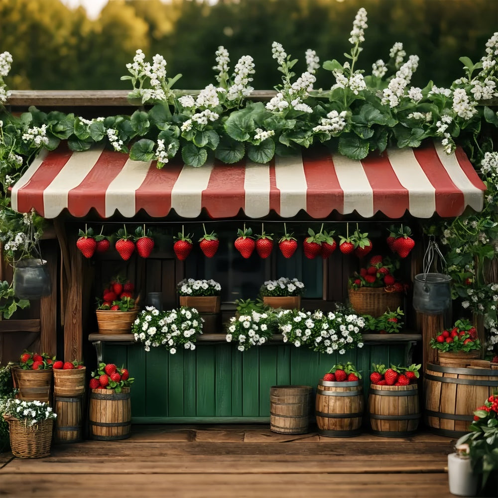 Toile de fond Été Stand de Fraises Canopy Rouge GTY3-375