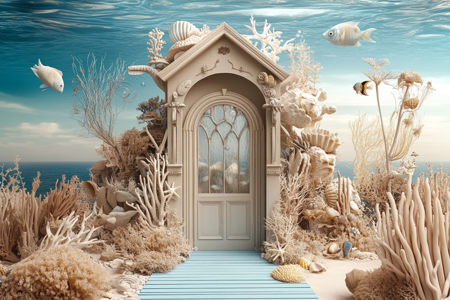 Toile de fond Été Porte Château de Corail Sous-Marin GTY3-377