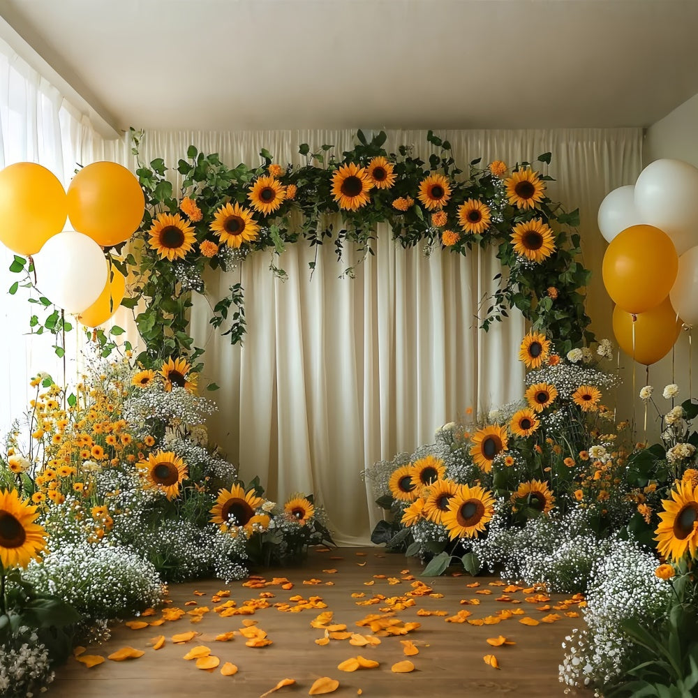 Toile de fond Été Arche de Tournesols Ballon Jaune GTY3-394