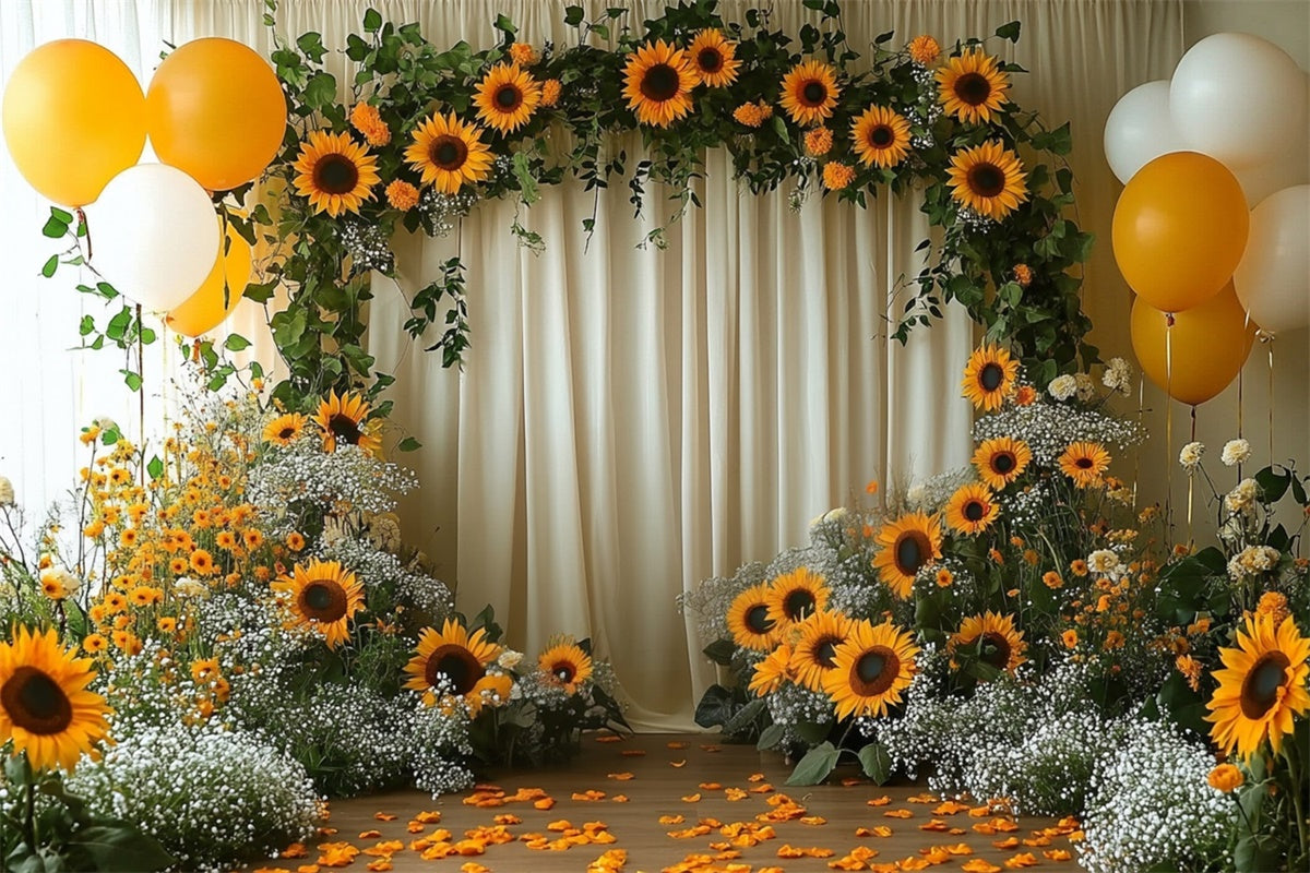 Toile de fond Été Arche de Tournesols Ballon Jaune GTY3-394