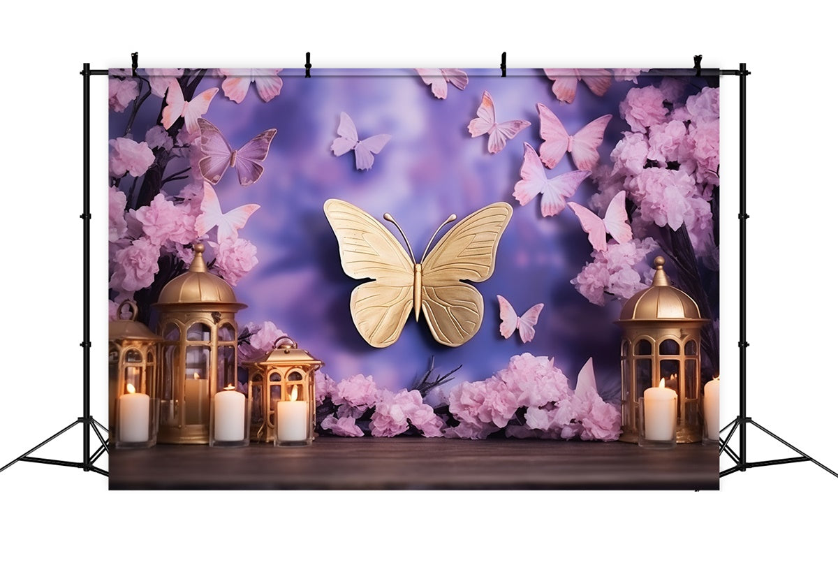 Toile de fond Été Papillon Violet Lumineux Fantaisie GTY3-397