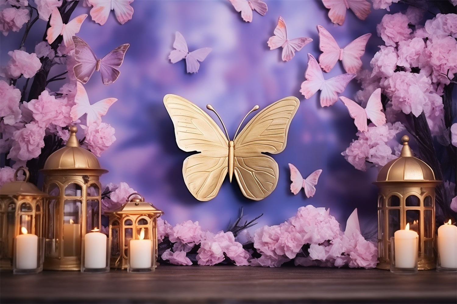 Toile de fond Été Papillon Violet Lumineux Fantaisie GTY3-397