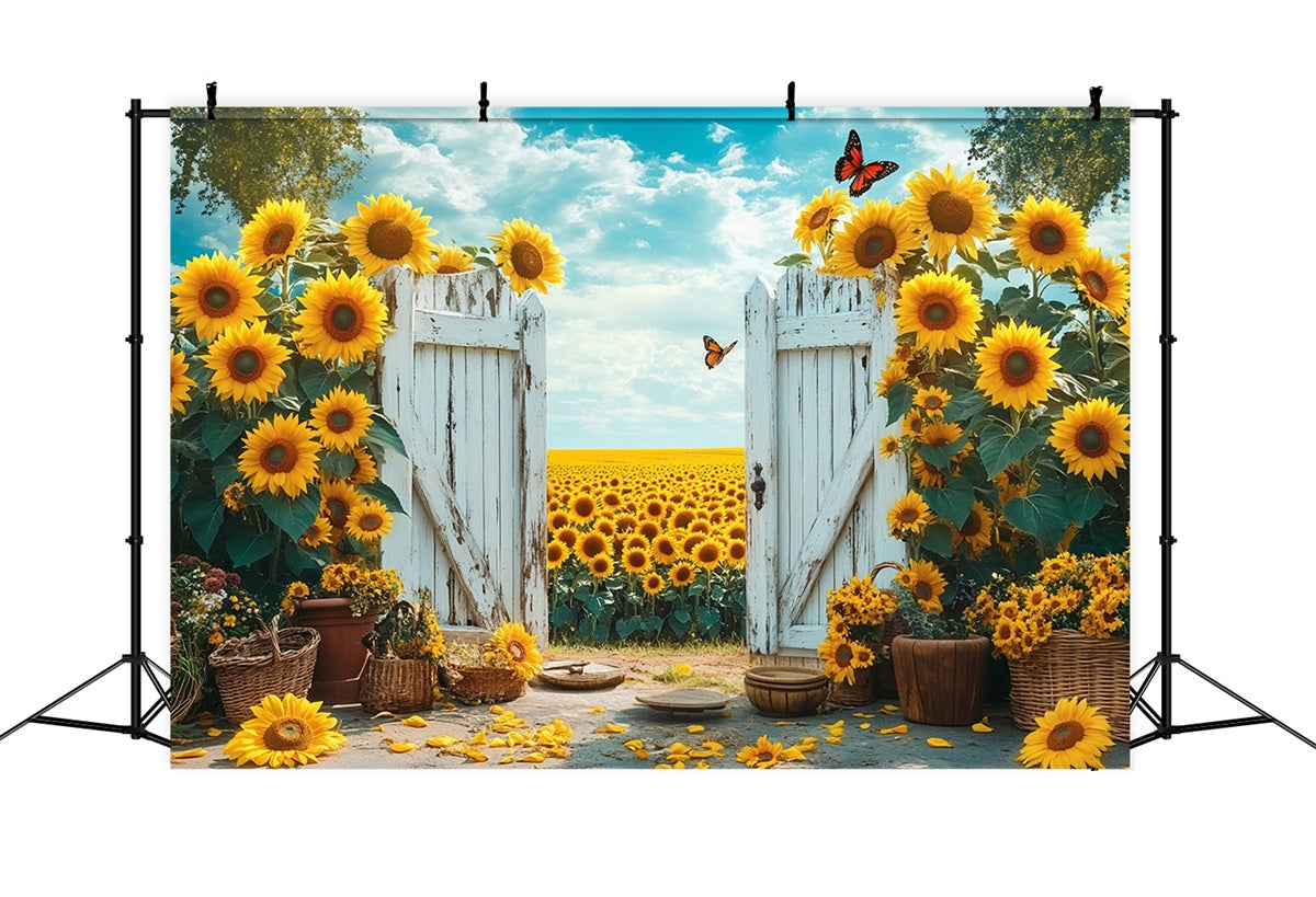 Toile de fond Été Portail de Tournesols Fleurs GTY3-398