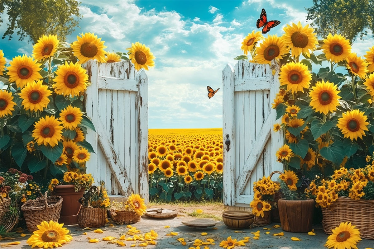Toile de fond Été Portail de Tournesols Fleurs GTY3-398