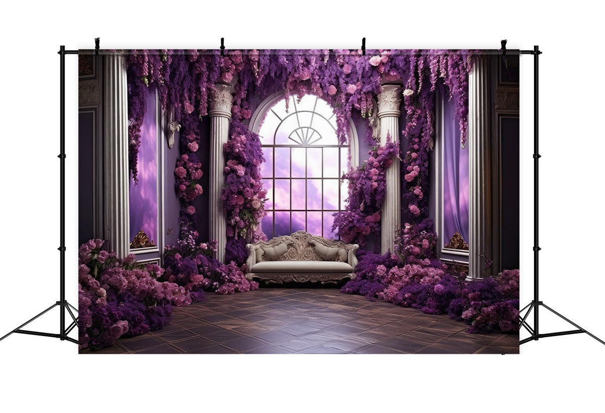 Toile de fond Photographie Florale Fenêtre Jardin Royal Violet GTY3-40