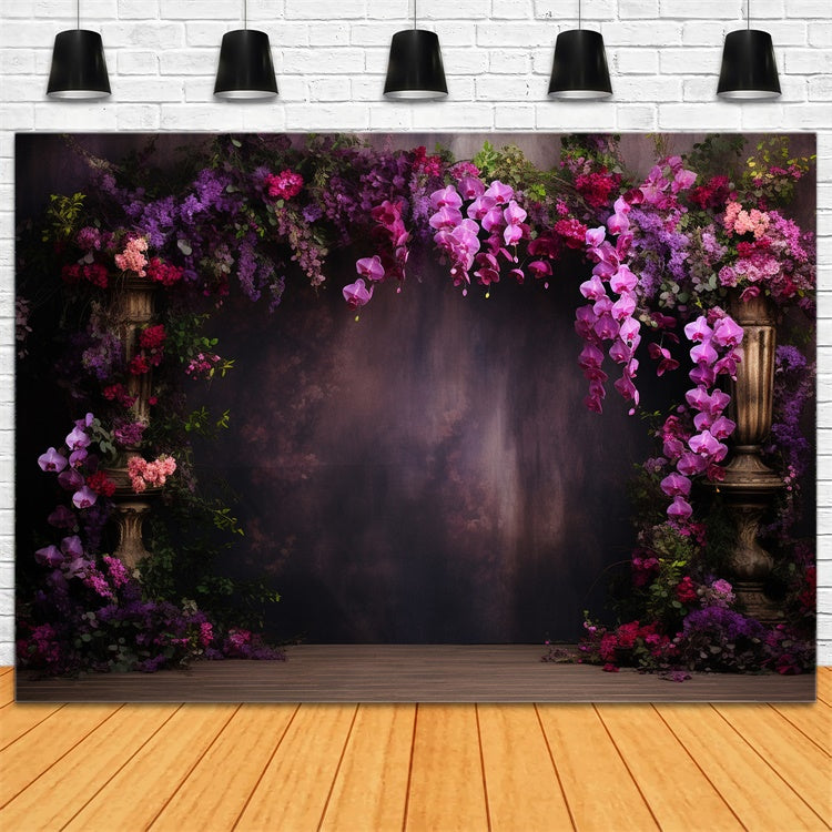 Toile de fond Mur Floral Violet Fantaisie Vintage Orchidée Violette GTY3-41