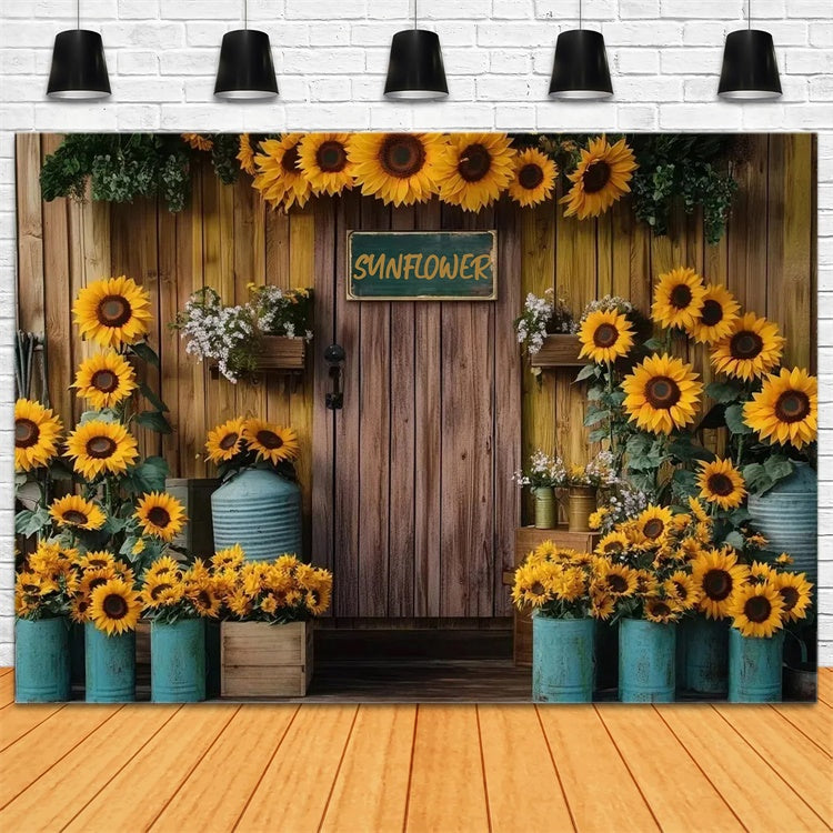 Toile de fond Été Mur en Bois Fleurs Rustiques GTY3-410