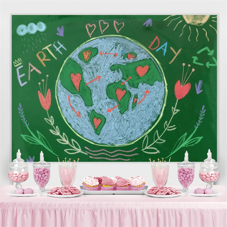 Toile de fond Joyeuse Journée de la Terre Tableau Noir Terre Dessinée à la Main GTY3-53