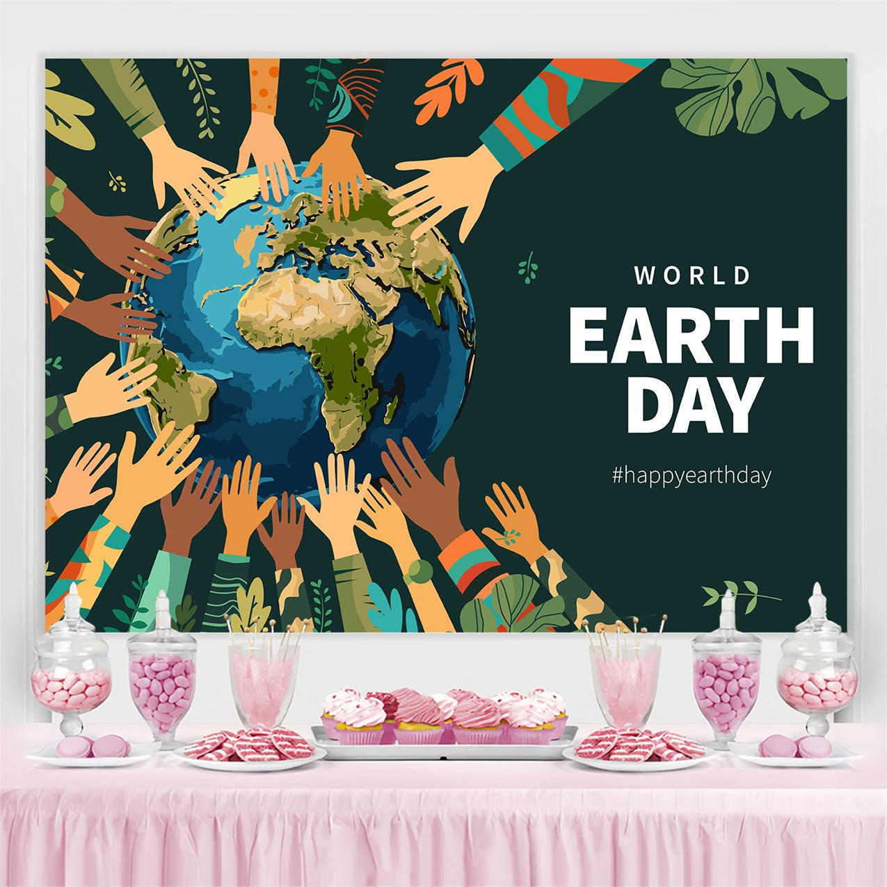 Toile de fond Joyeuse Journée de la Terre Mains Autour du Monde GTY3-54