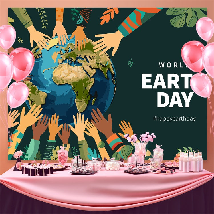 Toile de fond Joyeuse Journée de la Terre Mains Autour du Monde GTY3-54