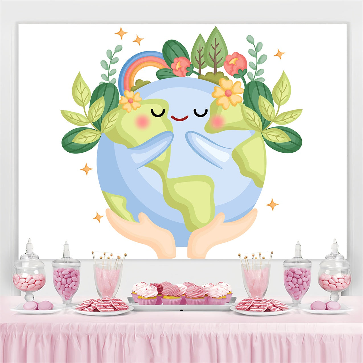 Toile de fond Joyeuse Journée de la Terre Planète Câlinant la Nature GTY3-57