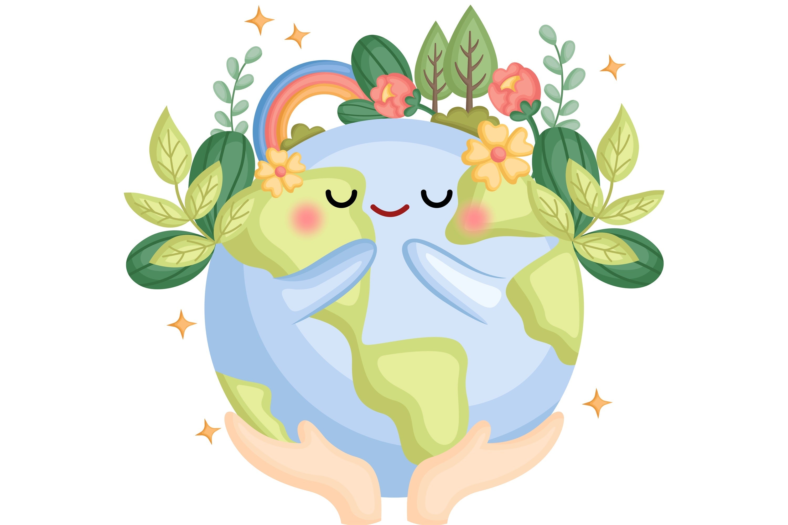 Toile de fond Joyeuse Journée de la Terre Planète Câlinant la Nature GTY3-57