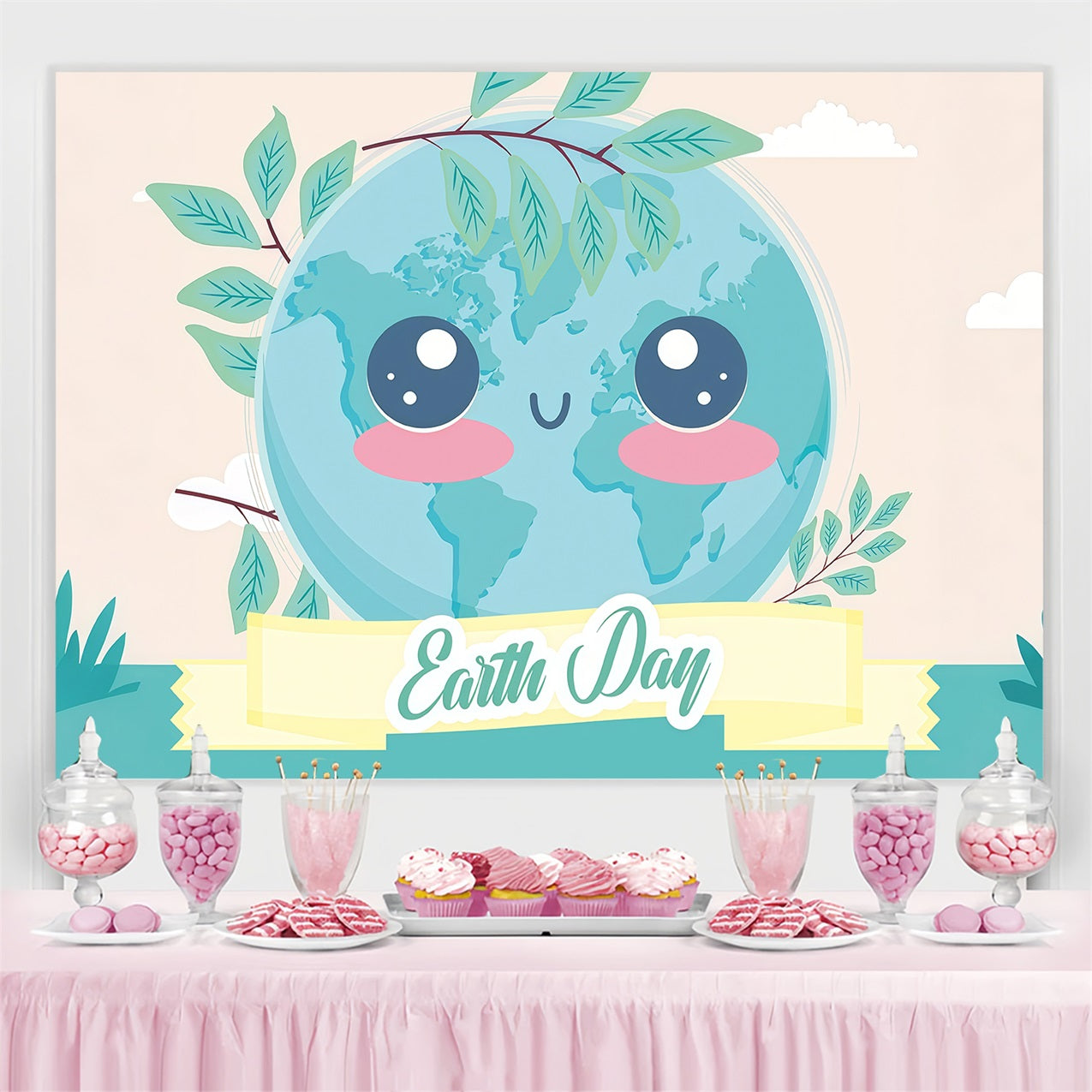 Toile de fond Joyeuse Journée de la Terre Planète Terre Souriante GTY3-61