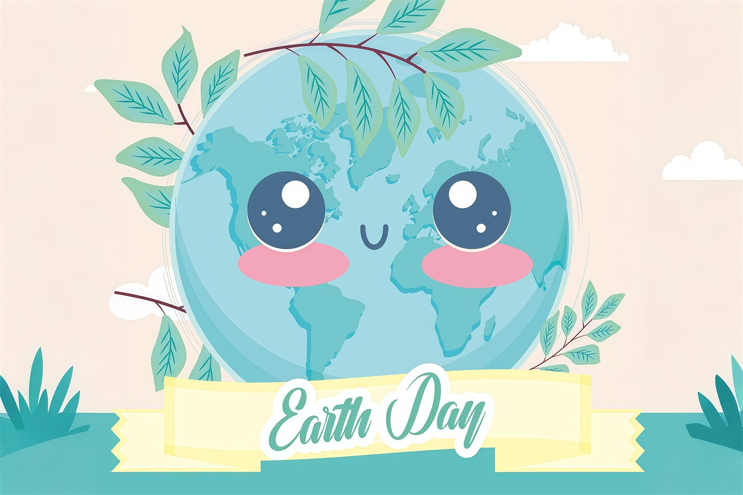 Toile de fond Joyeuse Journée de la Terre Planète Terre Souriante GTY3-61
