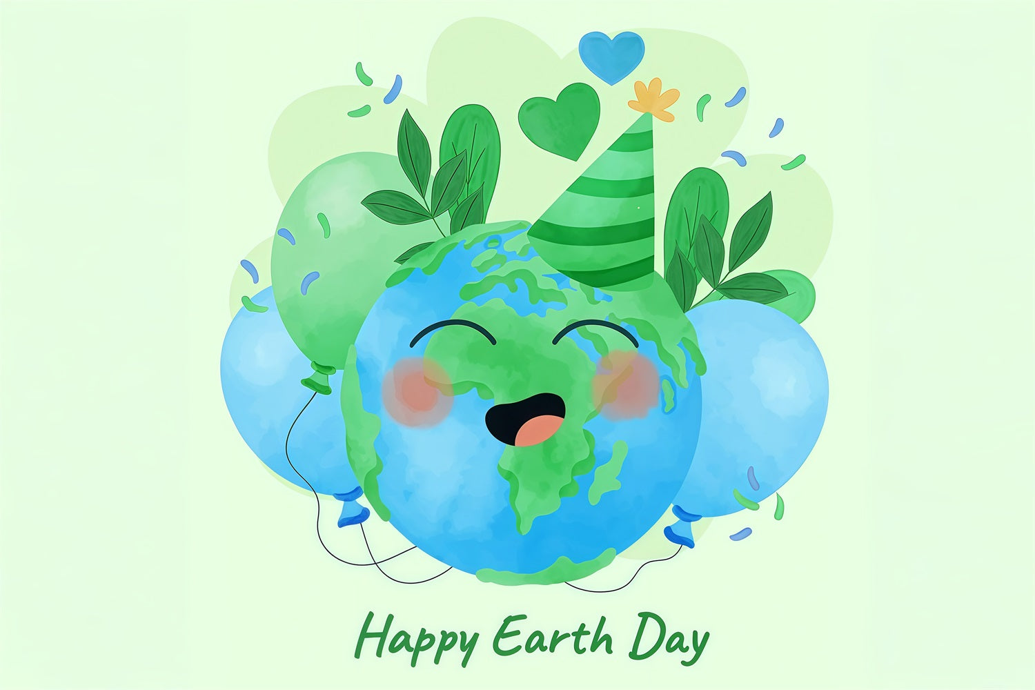 Toile de fond Joyeuse Journée de la Terre Planète Souriante Chapeau de Fête GTY3-67