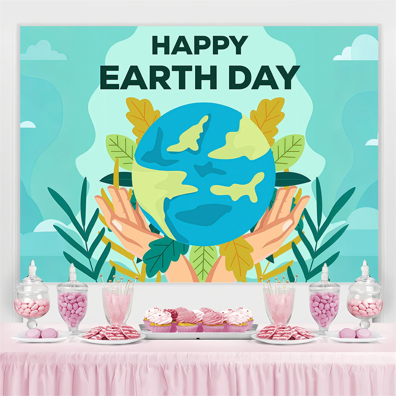 Toile de fond Joyeuse Journée de la Terre Verdure Mains Tenant Terre GTY3-72
