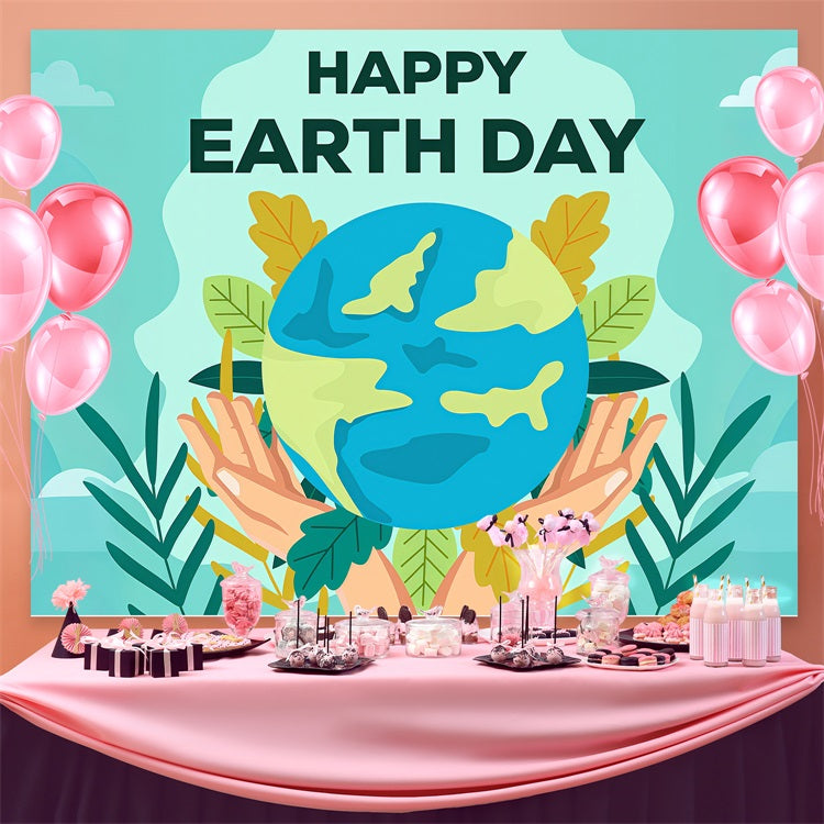 Toile de fond Joyeuse Journée de la Terre Verdure Mains Tenant Terre GTY3-72