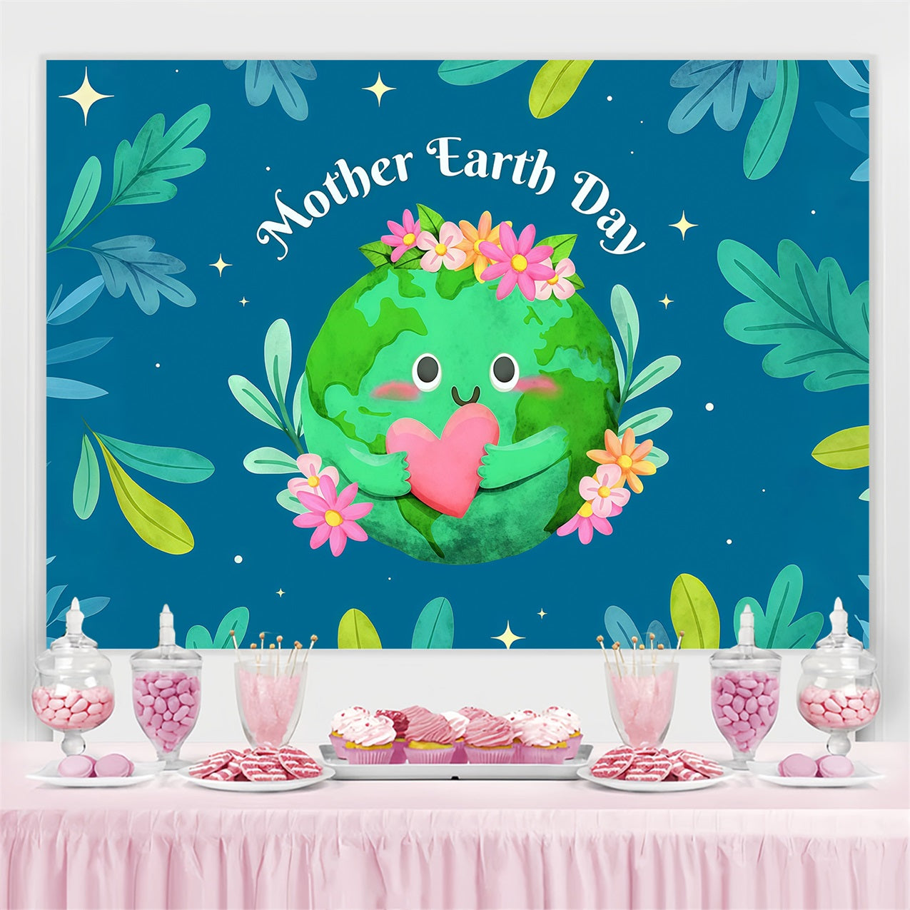 Toile de fond Joyeuse Journée de la Terre Amour Floral Planète Souriante GTY3-73