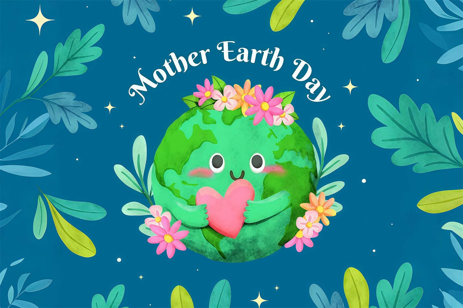 Toile de fond Joyeuse Journée de la Terre Amour Floral Planète Souriante GTY3-73