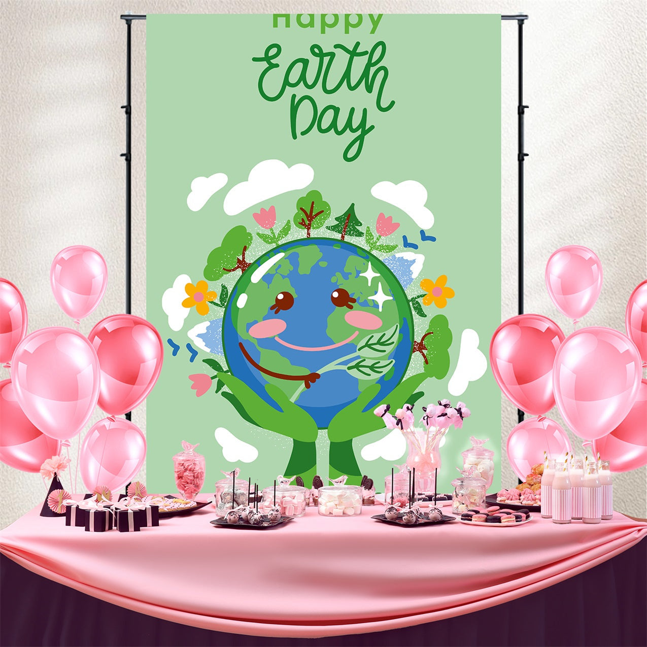 Toile de fond Joyeuse Journée de la Terre Mains Vertes Tenant Terre GTY3-75