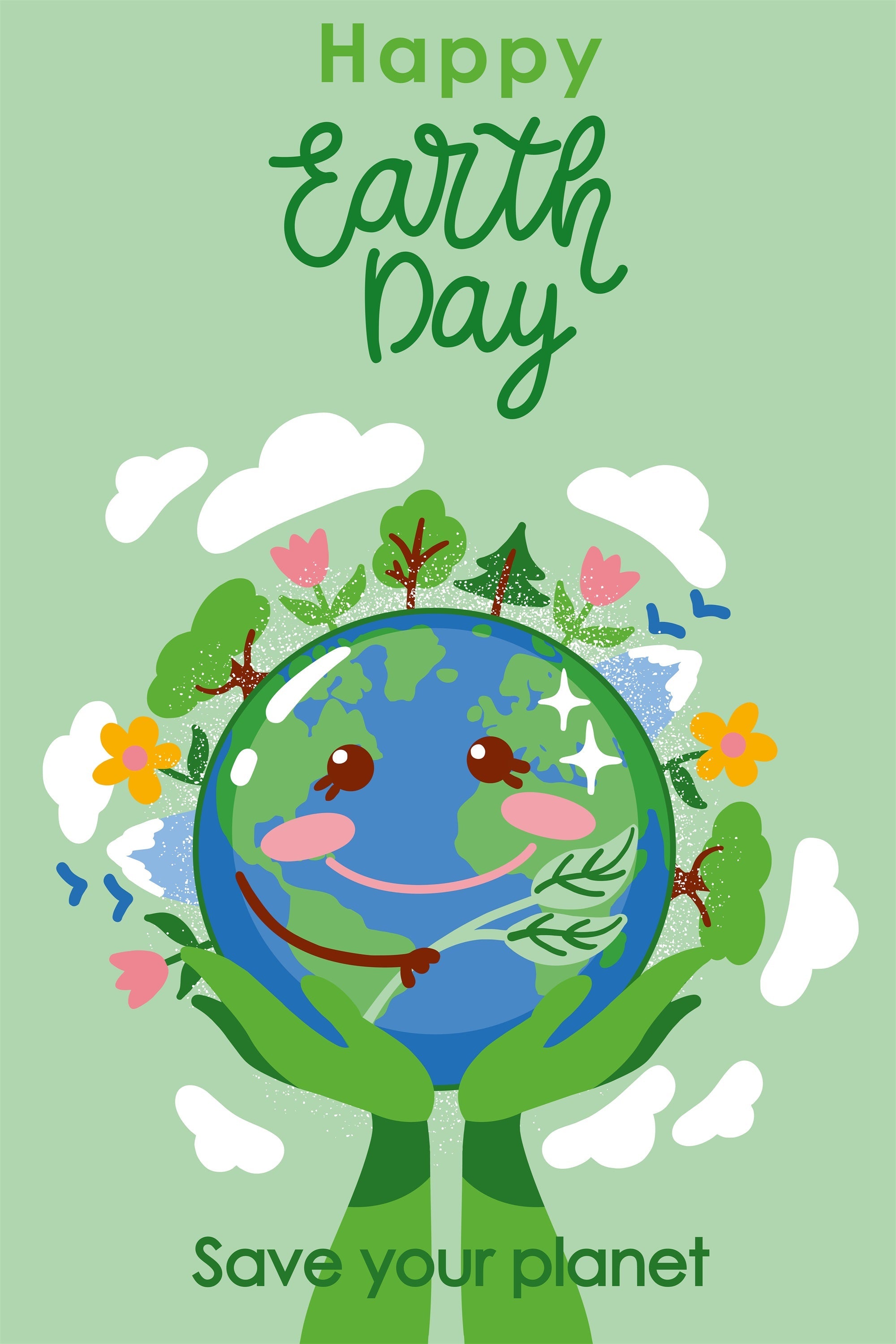 Toile de fond Joyeuse Journée de la Terre Mains Vertes Tenant Terre GTY3-75