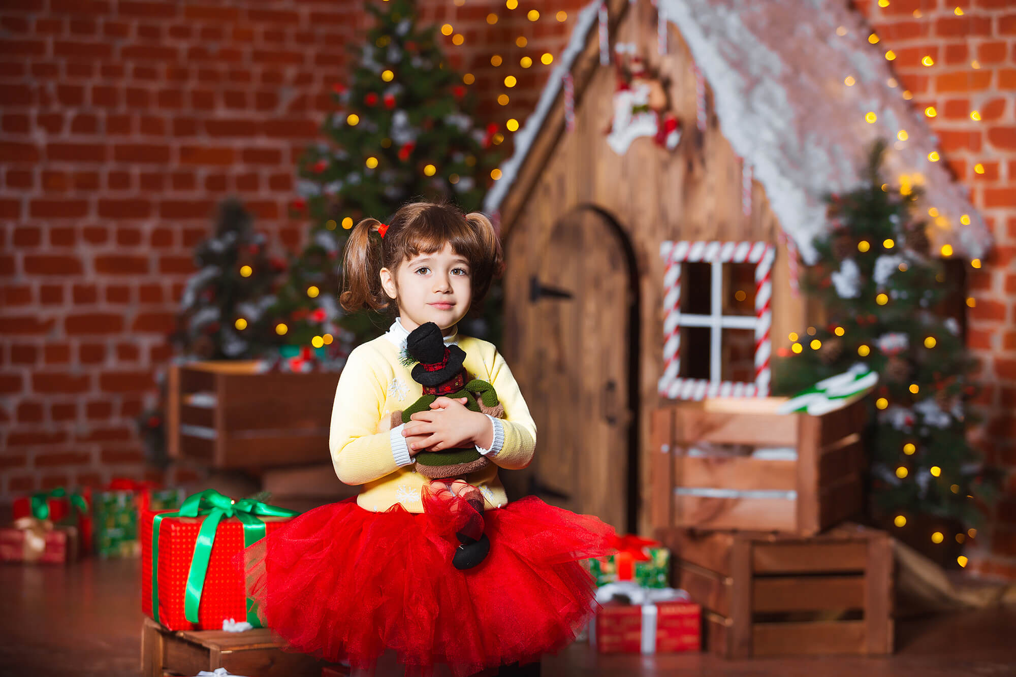 Toile de Fond de Bonbons de Maison en Bois de Noël HC101501