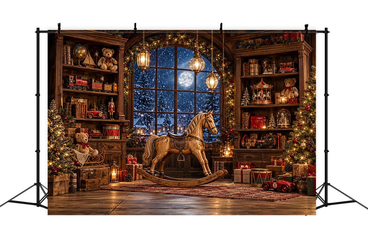 Fond Atelier Père Noël Cheval À Bascule Ancien HQ610-157