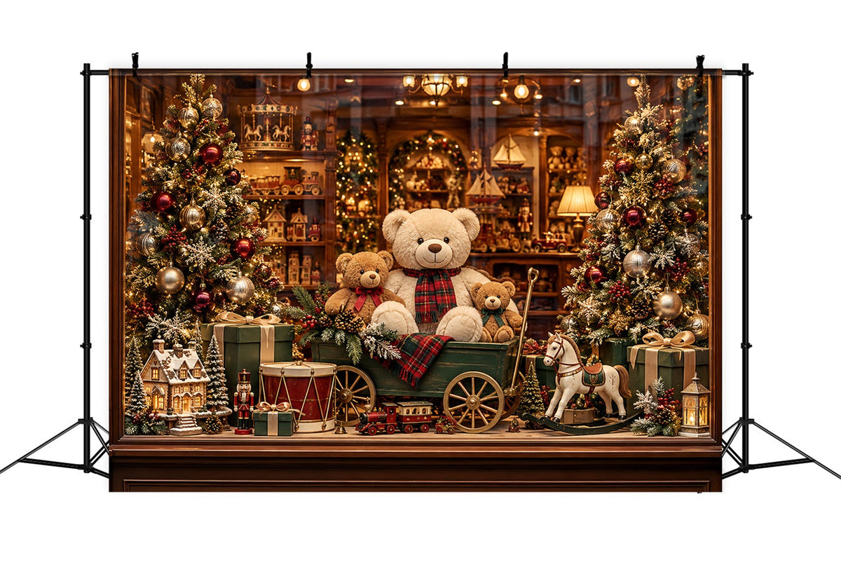 Fond Atelier Jouets Père Noël Boutique Ours En Peluche HQ610-164