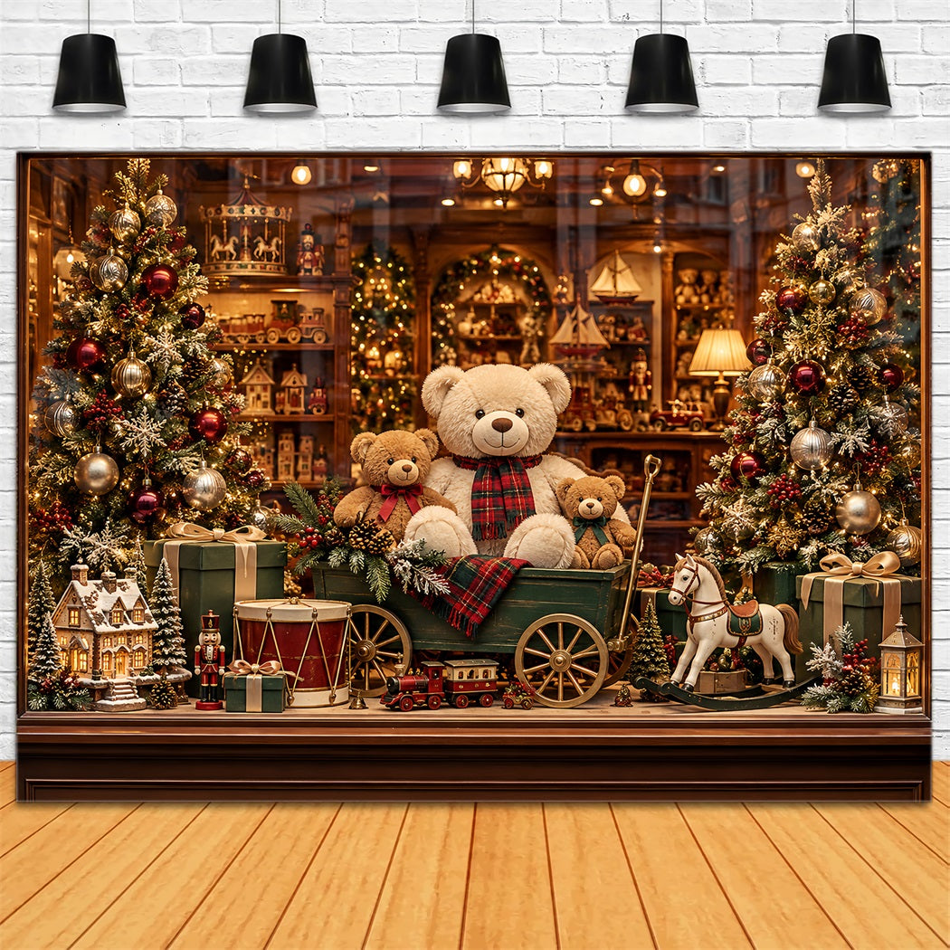 Fond Atelier Jouets Père Noël Boutique Ours En Peluche HQ610-164
