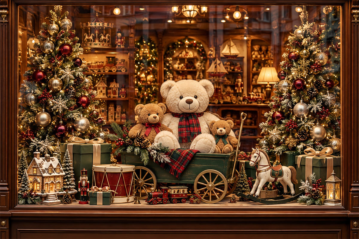 Fond Atelier Jouets Père Noël Boutique Ours En Peluche HQ610-164