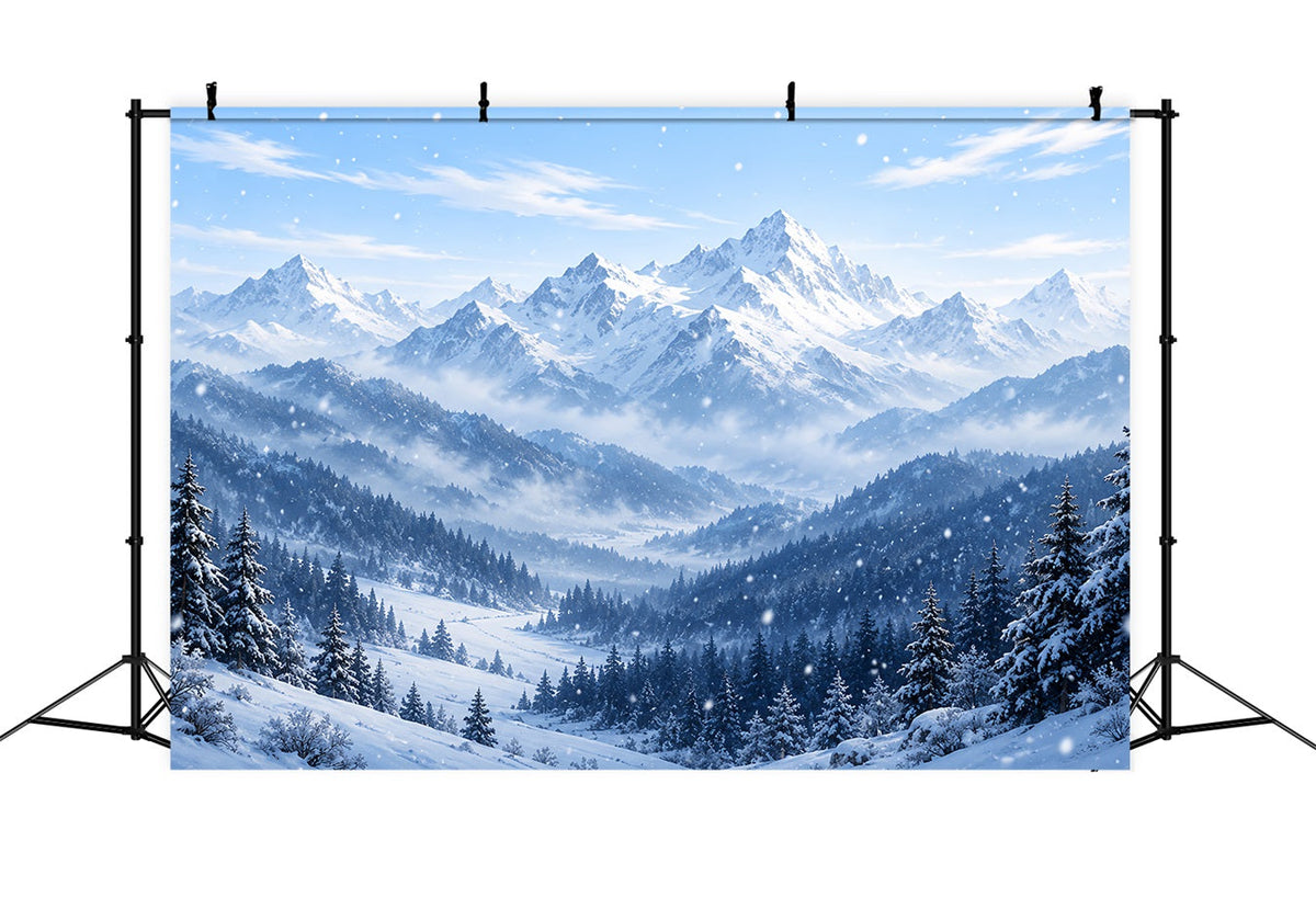 Fond De Noël Paysage Hivernal Sommets Alpins Enneigés Bleus HQ610-168