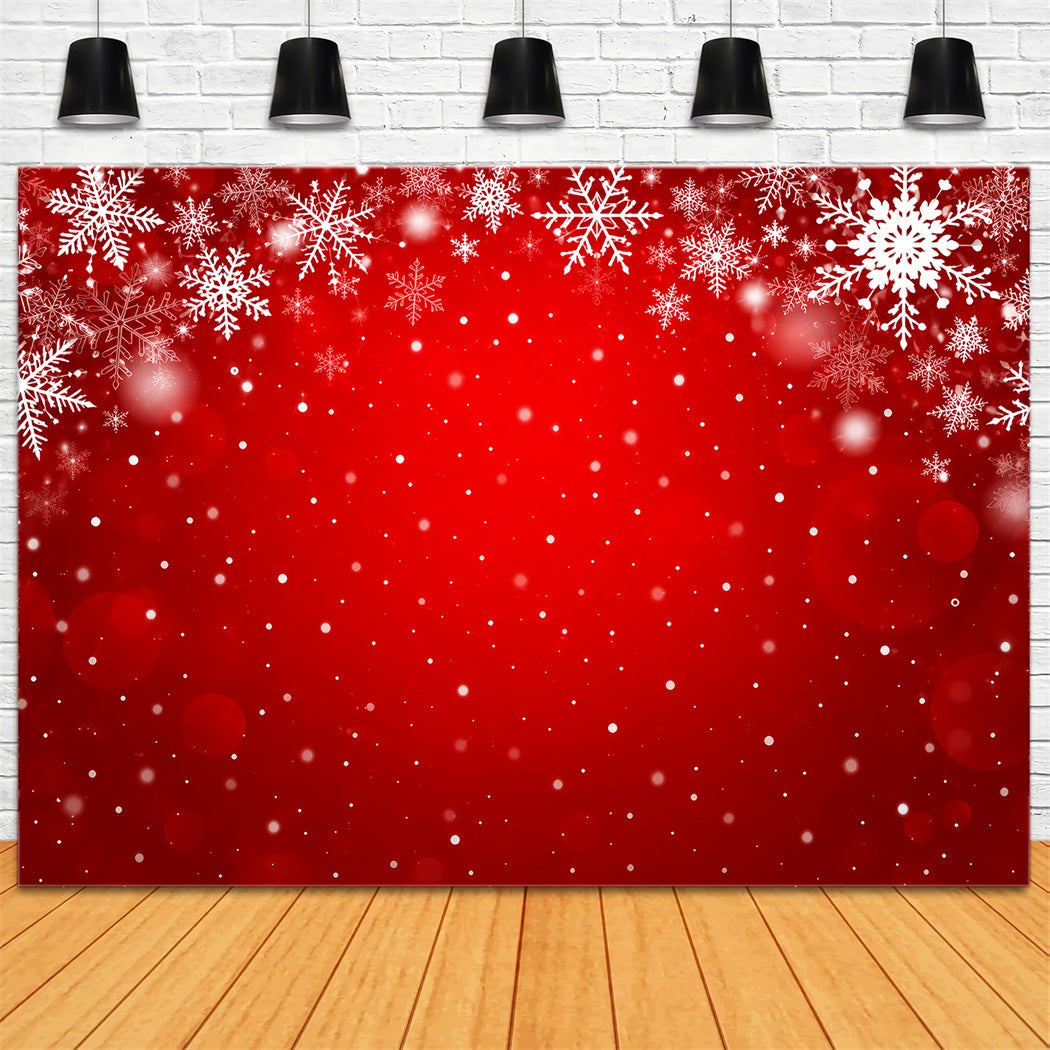 Fond De Noël Motif Flocons Neige Cramoisi Bokeh HQ610-178
