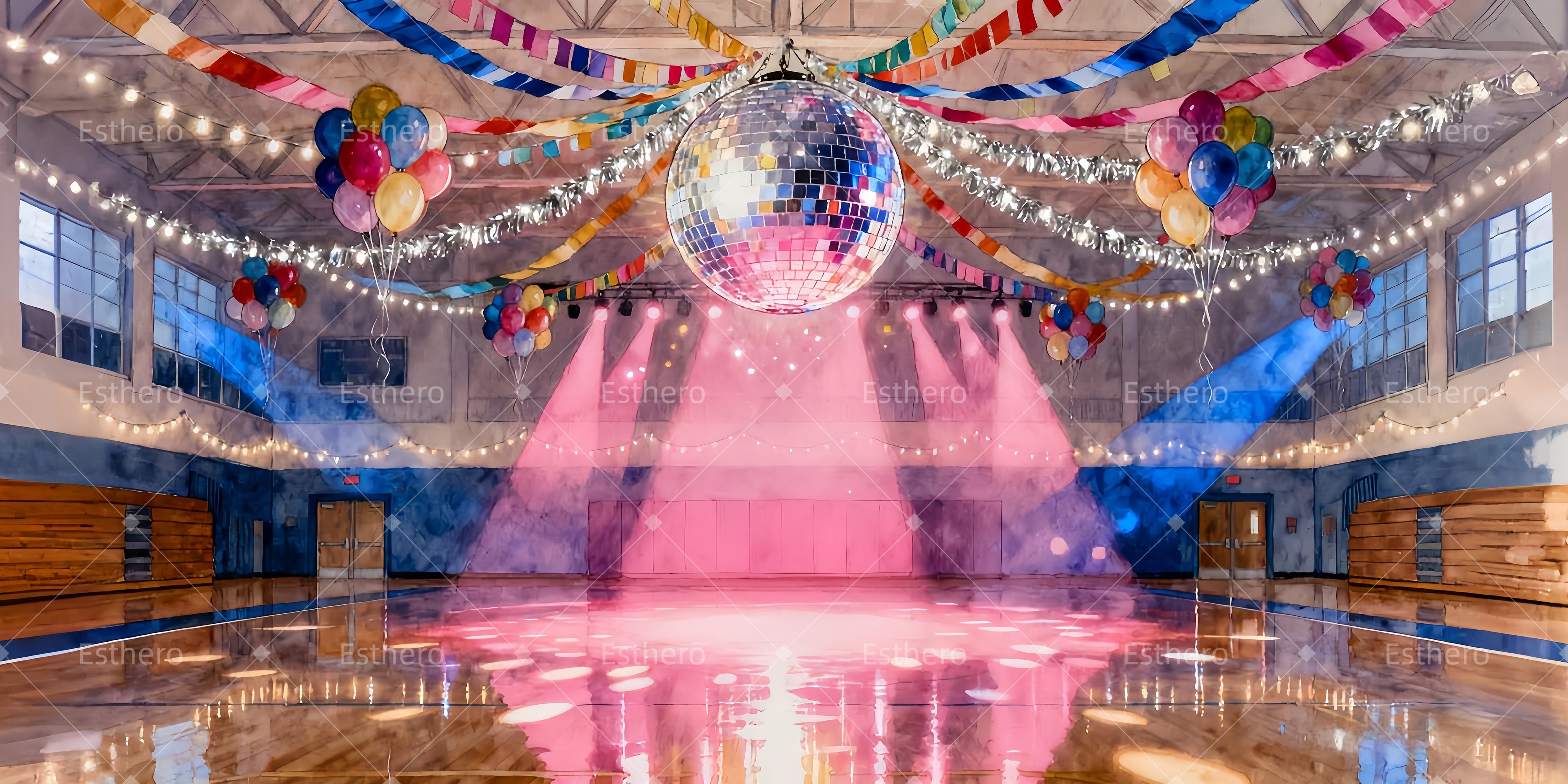 Fond de Scene Theatre Salle de Bal Arc-en-Ciel du Bal de Promo LXX510-T16