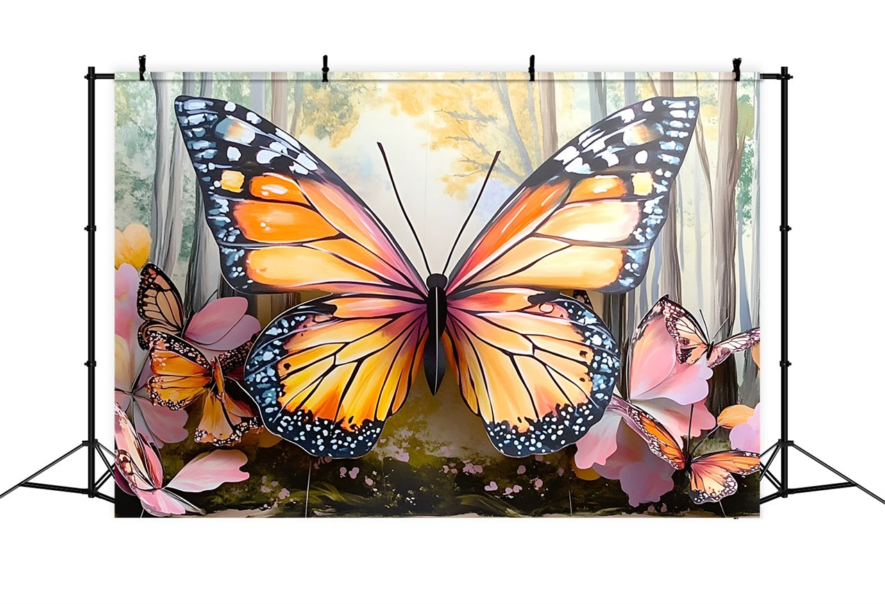 Toile de fond Printemps Majestueux Papillon Bois LXX1-105