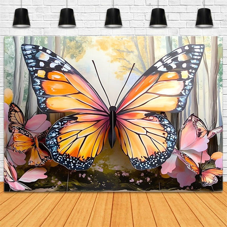 Toile de fond Printemps Majestueux Papillon Bois LXX1-105