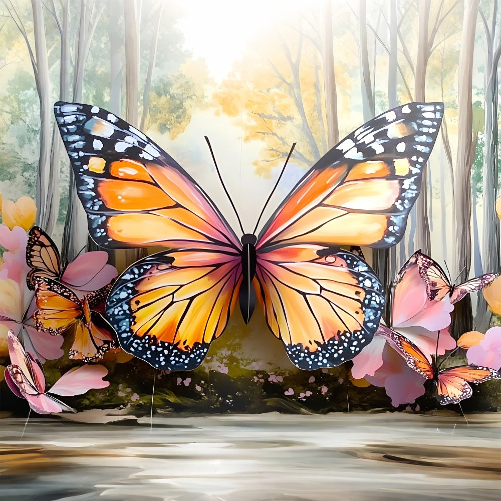 Toile de fond Printemps Majestueux Papillon Bois LXX1-105